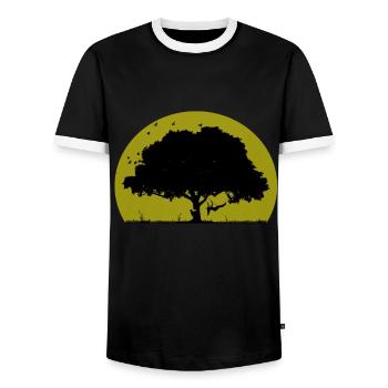 Rocking woman in the sunset - Men's Ringer Shirt - black/white - Front - AI Model Female 172 light (172cm) & AI Model Male 178 light (178cm)