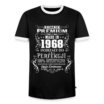 1968 50 Rocznik Premium urodziny prezent PL - Männer Kontrast-T-Shirt - Schwarz/Weiß - Vorne - AI Model Female 172 light (172cm) & AI Model Male 178 light (178cm)
