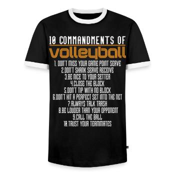Volleyball - Volleyballspieler - Geschenk - Männer Kontrast-T-Shirt - Schwarz/Weiß - Vorne - AI Model Female 172 light (172cm) & AI Model Male 178 light (178cm)