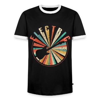 Guitare électrique rétro Vintage - Guitariste cadeau - T-shirt contrasté Homme - noir/blanc - Devant - AI Model Female 172 light (172cm) & AI Model Male 178 light (178cm)