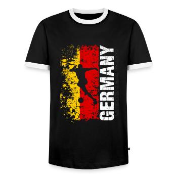 Deutschland Fussball Nationalmannschaft - Geschenk - Männer Kontrast-T-Shirt - Schwarz/Weiß - Vorne - AI Model Female 172 light (172cm) & AI Model Male 178 light (178cm)