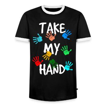 Take my Hand - Männer Kontrast-T-Shirt - Schwarz/Weiß - Vorne - AI Model Female 172 light (172cm) & AI Model Male 178 light (178cm)
