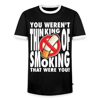 Not Smoking, Non-Smoker Uncool, Tobacco Shirt - Men's Ringer Shirt - black/white - Front - AI Model Female 172 light (172cm) & AI Model Male 178 light (178cm)