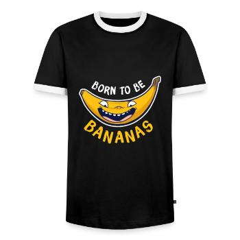 Bananen-Geschenk geboren, um verrücktes Hemd der Bananen zu sein - Männer Kontrast-T-Shirt - Schwarz/Weiß - Vorne - AI Model Female 172 light (172cm) & AI Model Male 178 light (178cm)