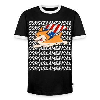 Super Corgi Volant Amérique Usa Amour des chiens - T-shirt contrasté Homme - noir/blanc - Devant - AI Model Female 172 light (172cm) & AI Model Male 178 light (178cm)
