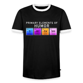 Sarcasme - Éléments de la chimie de l'humour Nerd drôle - T-shirt contrasté Homme - noir/blanc - Devant - AI Model Female 172 light (172cm) & AI Model Male 178 light (178cm)