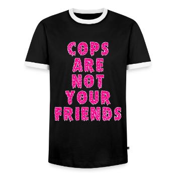 Cops Are Not Your Friends - Men's Ringer Shirt - black/white - Front - AI Model Female 172 light (172cm) & AI Model Male 178 light (178cm)