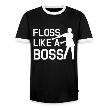 Floss Like A Boss - Männer Kontrast-T-Shirt - Schwarz/Weiß - Vorne - AI Model Female 172 light (172cm) & AI Model Male 178 light (178cm)