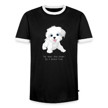 Cadeau cool pour animal de compagnie Bichon Frisé - T-shirt contrasté Homme - noir/blanc - Devant - AI Model Female 172 light (172cm) & AI Model Male 178 light (178cm)