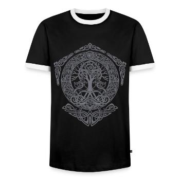 Arbre de Vie - Arbre du Monde Yggdrasil World ash Thor - T-shirt contrasté Homme - noir/blanc - Devant - AI Model Female 172 light (172cm) & AI Model Male 178 light (178cm)