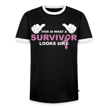 Cadeau cool du cancer du survivant - T-shirt contrasté Homme - noir/blanc - Devant - AI Model Female 172 light (172cm) & AI Model Male 178 light (178cm)