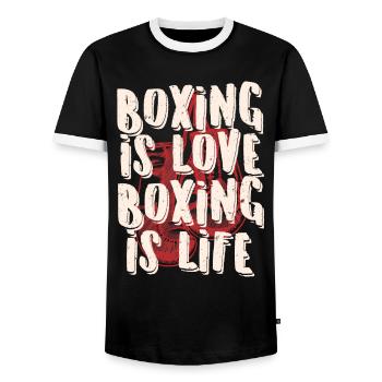 Gants de boxe doux cadeau cool - T-shirt contrasté Homme - noir/blanc - Devant - AI Model Female 172 light (172cm) & AI Model Male 178 light (178cm)