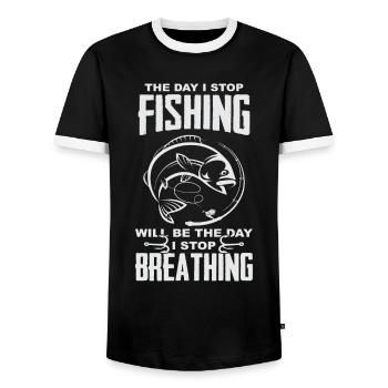 Cadeau de respiration de pêche - T-shirt contrasté Homme - noir/blanc - Devant - AI Model Female 172 light (172cm) & AI Model Male 178 light (178cm)