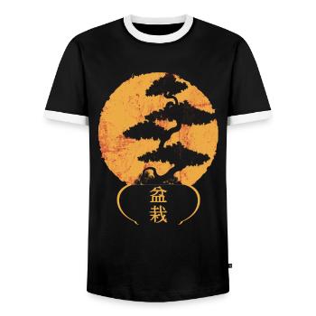Bonsai shirt - Men's Ringer Shirt - black/white - Front - AI Model Female 172 light (172cm) & AI Model Male 178 light (178cm)