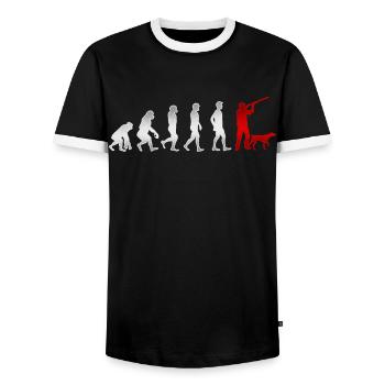 Evolution Hunt Hunter chasse le chien de chasse cadeau - T-shirt contrasté Homme - noir/blanc - Devant - AI Model Female 172 light (172cm) & AI Model Male 178 light (178cm)