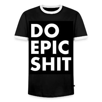 EO EPIC SHIT - Männer Kontrast-T-Shirt - Schwarz/Weiß - Vorne - AI Model Female 172 light (172cm) & AI Model Male 178 light (178cm)