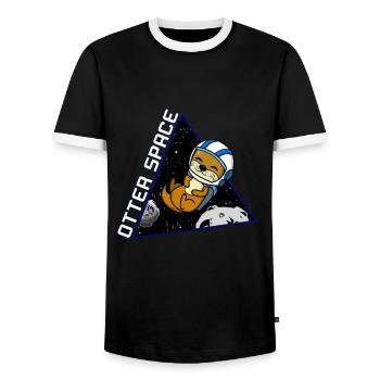 Otter Space Astronaut Planet Gift Voyager dans l'espace - T-shirt contrasté Homme - noir/blanc - Devant - AI Model Female 172 light (172cm) & AI Model Male 178 light (178cm)