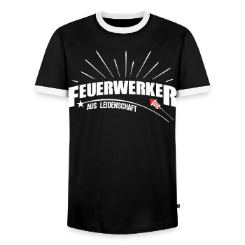 feuerwerker aus leidenschaft 02 shirt pyro - Männer Kontrast-T-Shirt - Schwarz/Weiß - Vorne - AI Model Female 172 light (172cm) & AI Model Male 178 light (178cm)