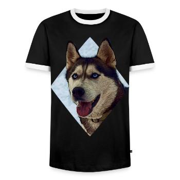 Husky - Men's Ringer Shirt - black/white - Front - AI Model Female 172 light (172cm) & AI Model Male 178 light (178cm)