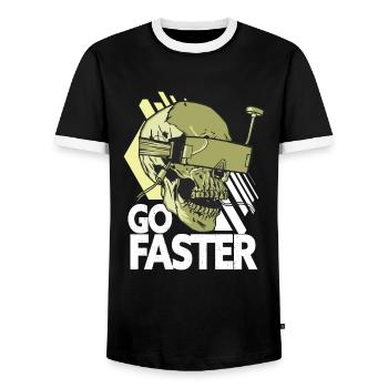 Go Faster - Pilote de drone FPV - T-shirt contrasté Homme - noir/blanc - Devant - AI Model Female 172 light (172cm) & AI Model Male 178 light (178cm)