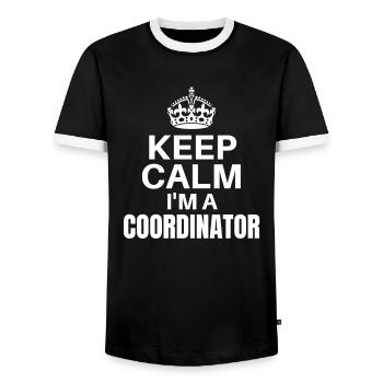Keep Calm I’m A Coordinator, Funny Job Design - Men's Ringer Shirt - black/white - Front - AI Model Female 172 light (172cm) & AI Model Male 178 light (178cm)