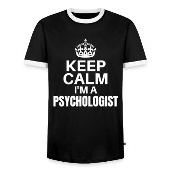 Keep Calm I’m A Psychologist, Funny Job Design - Men's Ringer Shirt - black/white - Front - AI Model Female 172 light (172cm) & AI Model Male 178 light (178cm)