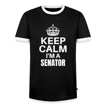 Keep Calm I’m A Senator, Funny Job Design - Men's Ringer Shirt - black/white - Front - AI Model Female 172 light (172cm) & AI Model Male 178 light (178cm)