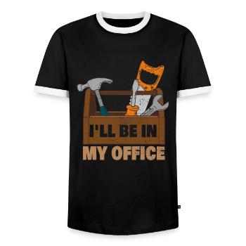 I'll Be In My Office Woodworking Dad Handyman - Men's Ringer Shirt - black/white - Front - AI Model Female 172 light (172cm) & AI Model Male 178 light (178cm)