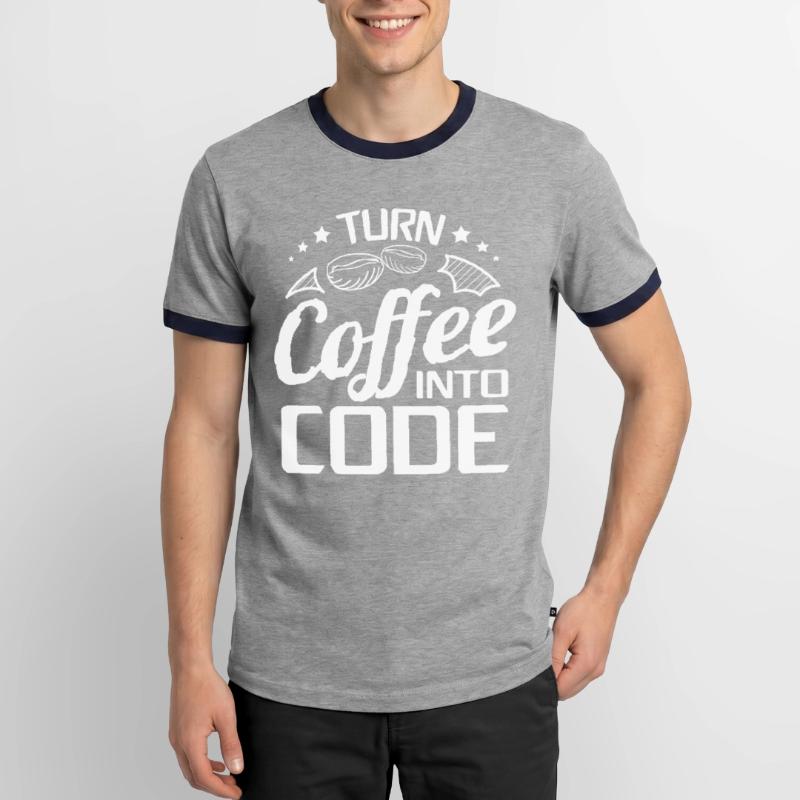 I Turn Coffee Into Code - Programmer Software Männer Kontrast-T-Shirt