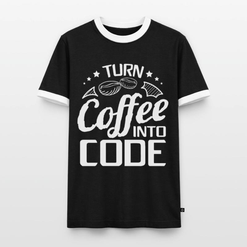 I Turn Coffee Into Code - Programmer Software Men's Ringer Shirt