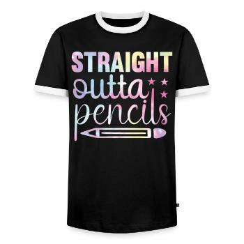 Lustiger Zurück Zu Schulkrawatten-regenbogen - Männer Kontrast-T-Shirt - Schwarz/Weiß - Vorne - AI Model Female 172 light (172cm) & AI Model Male 178 light (178cm)