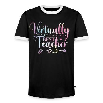 Back To School Binding Virtual Physical Education - Men's Ringer Shirt - black/white - Front - AI Model Female 172 light (172cm) & AI Model Male 178 light (178cm)