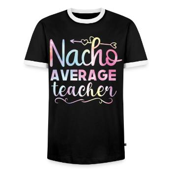 Back To School Binding Rainbow Physical Education - Men's Ringer Shirt - black/white - Front - AI Model Female 172 light (172cm) & AI Model Male 178 light (178cm)