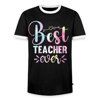 Back To Best School Retention - Men's Ringer Shirt - black/white - Front - AI Model Female 172 light (172cm) & AI Model Male 178 light (178cm)