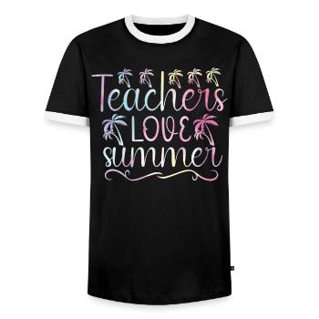 Summer-back To School Bonding Rainbow - Men's Ringer Shirt - black/white - Front - AI Model Female 172 light (172cm) & AI Model Male 178 light (178cm)