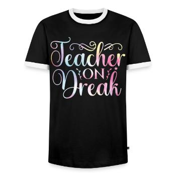 Funny school holiday tie rainbow - Men's Ringer Shirt - black/white - Front - AI Model Female 172 light (172cm) & AI Model Male 178 light (178cm)