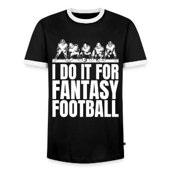 Drôles de messieurs, je le fais pour le football Fantasy - T-shirt contrasté Homme - noir/blanc - Devant - AI Model Female 172 light (172cm) & AI Model Male 178 light (178cm)