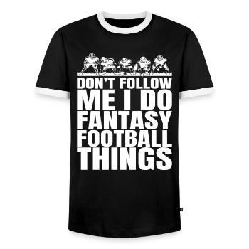 Lustig mache ich Fantasy-Football-Sachen - Männer Kontrast-T-Shirt - Schwarz/Weiß - Vorne - AI Model Female 172 light (172cm) & AI Model Male 178 light (178cm)