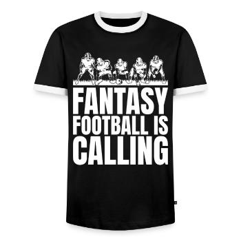 Funny Mens Fantasy Football ruft - Männer Kontrast-T-Shirt - Schwarz/Weiß - Vorne - AI Model Female 172 light (172cm) & AI Model Male 178 light (178cm)