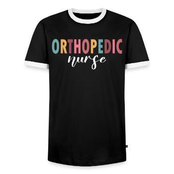 Orthopedic Nurse Life - Men's Ringer Shirt - black/white - Front - AI Model Female 172 light (172cm) & AI Model Male 178 light (178cm)