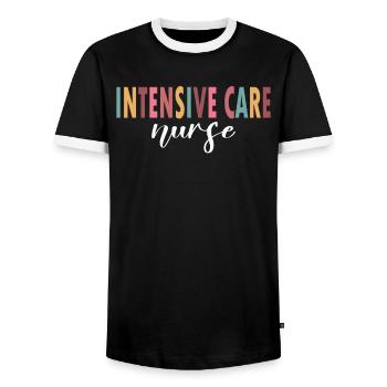 Leben als Intensivpfleger - Männer Kontrast-T-Shirt - Schwarz/Weiß - Vorne - AI Model Female 172 light (172cm) & AI Model Male 178 light (178cm)