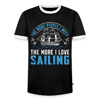 The More People I Meet The More I Love Sailing - Men's Ringer Shirt - black/white - Front - AI Model Female 172 light (172cm) & AI Model Male 178 light (178cm)