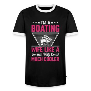 I'm A Boating Wife Like A Normal Wife Exept Much - Männer Kontrast-T-Shirt - Schwarz/Weiß - Vorne - AI Model Female 172 light (172cm) & AI Model Male 178 light (178cm)