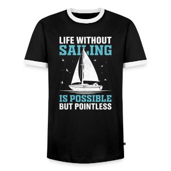 Life Without Sailing Is Possible But Pointless - Men's Ringer Shirt - black/white - Front - AI Model Female 172 light (172cm) & AI Model Male 178 light (178cm)