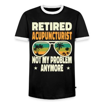 Retired Men Retired Acupuncturist Not My Problem - Männer Kontrast-T-Shirt - Schwarz/Weiß - Vorne - AI Model Female 172 light (172cm) & AI Model Male 178 light (178cm)
