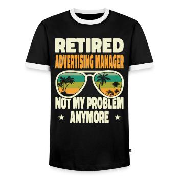 Retired Men Retired Advertising Manager Not My - Men's Ringer Shirt - black/white - Front - AI Model Female 172 light (172cm) & AI Model Male 178 light (178cm)