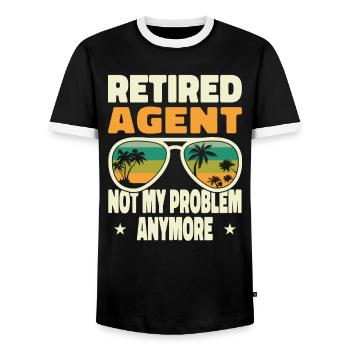 Retired Men Retired Agent Not My Problem Anymore - Männer Kontrast-T-Shirt - Schwarz/Weiß - Vorne - AI Model Female 172 light (172cm) & AI Model Male 178 light (178cm)