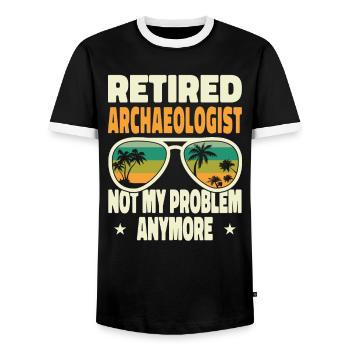 Retired Men Retired Archaeologist Not My Problem - Männer Kontrast-T-Shirt - Schwarz/Weiß - Vorne - AI Model Female 172 light (172cm) & AI Model Male 178 light (178cm)