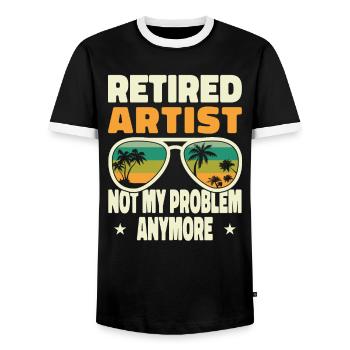 Hommes retraités Artiste à la retraite Plus mon problème - T-shirt contrasté Homme - noir/blanc - Devant - AI Model Female 172 light (172cm) & AI Model Male 178 light (178cm)