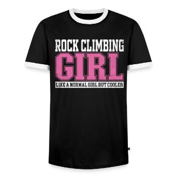Womens Rock Climbing Girl Like A Normal Girl But - Men's Ringer Shirt - black/white - Front - AI Model Female 172 light (172cm) & AI Model Male 178 light (178cm)